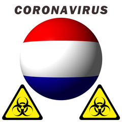 Coronavirus sign on Netherlands flag