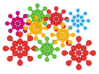 縁どられた花火白バック