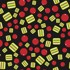 Ellipse pills in blister package and round pills seamless vector pattern. Pneumonia and coronavirus COVID-19 treatment. Pharmaceutical drugs. Antibiotic therapy. Health and medicine. Red pills.