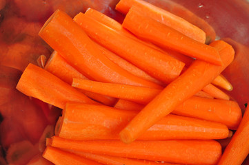 Peeled carrots in a bowl