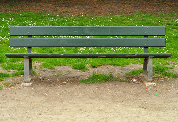 Green bench in a park