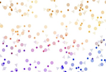 Light Blue, Yellow vector background with triangles, circles, cubes.