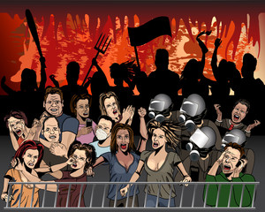 Apocalyptic Crowd - Handdrawn Ink Comic Book Style