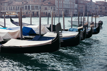 Fototapeta na wymiar View of gondolas in Venice, Italy