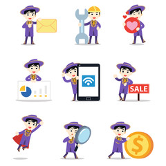 Set character of man as pimp with pocket full of cash.