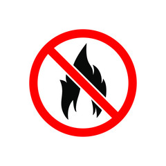 No fire flame sign isolated on white background. Vector illustration