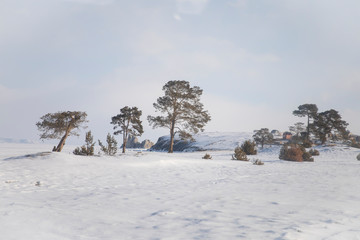 Winter in Bikal lake back ground 