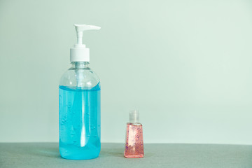 washing hands with alcohol gel or antibacterial sanitizer after using a public restroom.Hygiene concept. prevent the spread of germs and bacteria and avoid infections corona virus