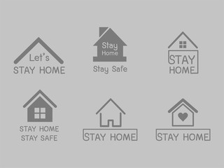Set of Stay Home stay safe Vector Icons. Protect yourself by social distance. Self isolation symbol for pandemic virus. Health care concept