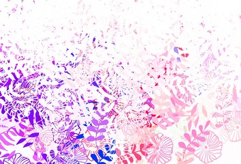 Light Green, Red vector abstract pattern with leaves, flowers.