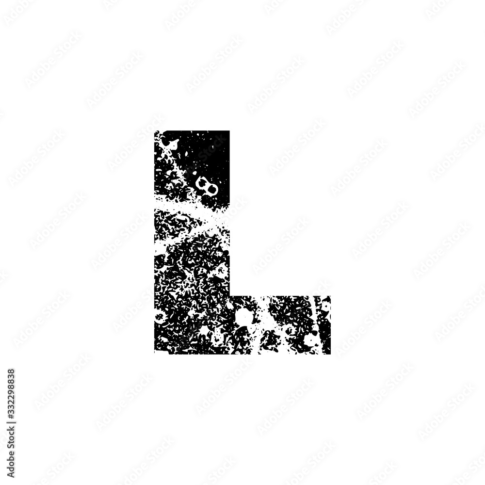Fototapete painted letter l. grunge alphabet font. abstract handmade sans serif typeface. distress textured abc
