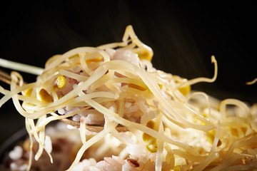 Steamed rice and bean sprout 