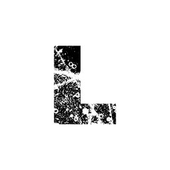 Painted letter L. Grunge alphabet font. Abstract handmade sans serif typeface. Distress textured abc. Ink splatter surface trace. Vector stock illustration EPS 10. Isolated on white.