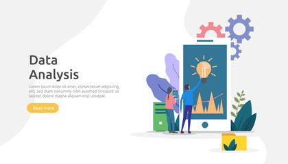digital data analysis concept for market research and digital marketing strategy. website analytics or data science with people character. template for web landing page, banner, presentation