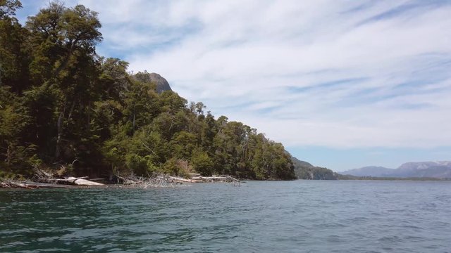 The submerged forest in Lake Traful, Patagonia Argentina. Some versions warn of a possible slope of the mountain slope and a potential tsunami