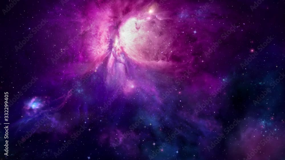 Wall mural traveling in sharpless 2-106, blue purple angel nebula, a winged nebula in cygnus. some of the mater