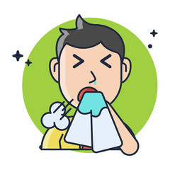 Men Cough With Tissue Illustration