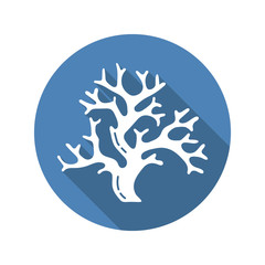 Coral Circle Icon Flat with long Shadow.