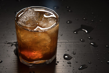 glass of cola with ice