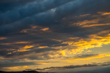 Fototapeta na wymiar Dramatic vibrant sunset scenery in Three Forks, Montana