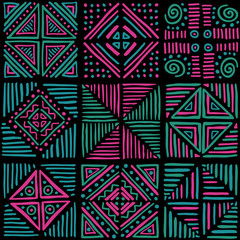 African vibes vector seamless pattern in ethnic tribal style