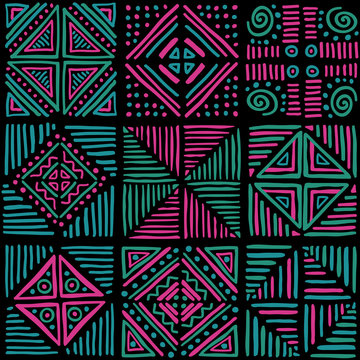 African vibes vector seamless pattern in ethnic tribal style