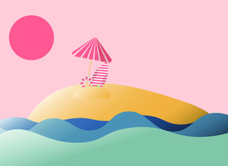 island with sea and sun, vector, illustrator
