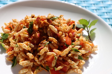 Bhel or Bhel puri chaat, famous street food in India