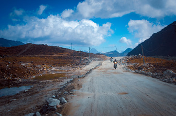 road in the mountains towards Bumla pass