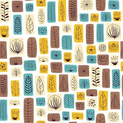 Vector seamless pattern with leaves. Pattern of leaves scandinavian style.