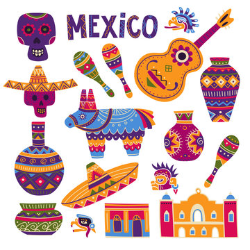 Vector set of Mexican symbols