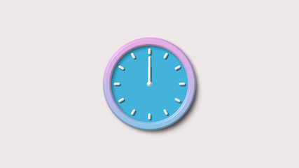 Aqua color 3d wall clock icon,White background 3d wall clock icon