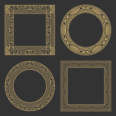 Gold decorative frame in art deco style.
