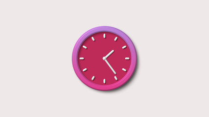 Red clock icon,clock icon,White background 3d wall clock icon