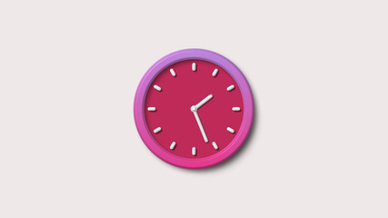 Red clock icon,clock icon,White background 3d wall clock icon