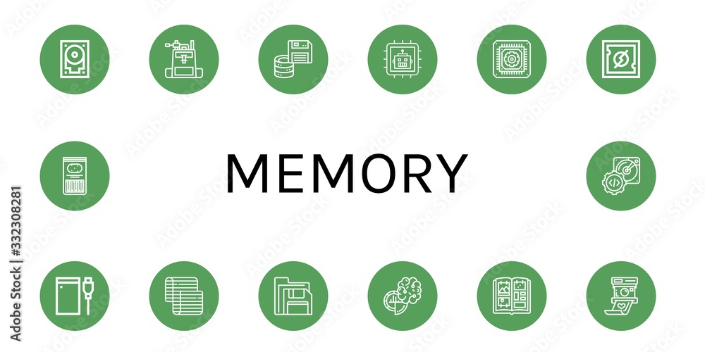 Poster memory simple icons set