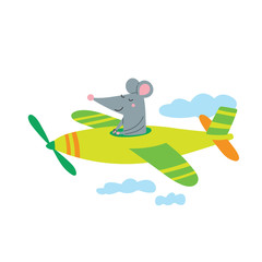 Illustration of pilot rat in plane