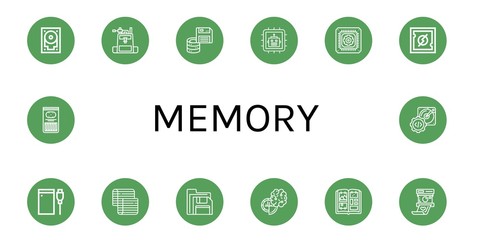 memory simple icons set