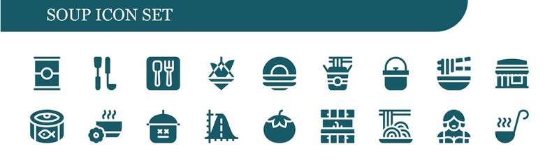 Modern Simple Set of soup Vector filled Icons