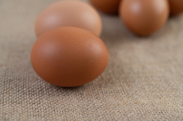 Eggs on the floor of hemp sacks