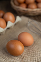 Eggs on the floor of hemp sacks