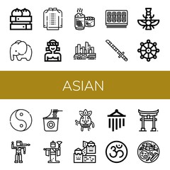 asian simple icons set
