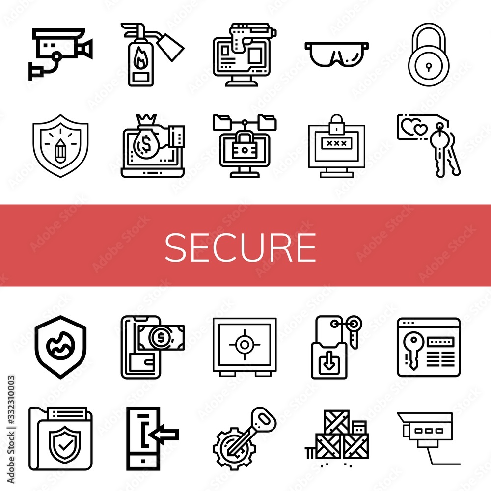 Poster secure simple icons set