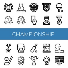 championship simple icons set