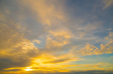 Sky and clouds in golden moment nature