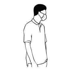Man with mask drew icon vector 