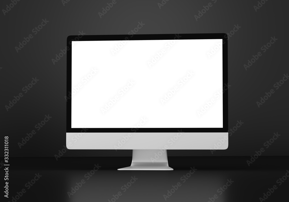 Fototapete mock up view of a devices isolated on a background with shadow. set of computer laptop with empty sc