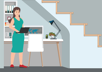 Young professional woman working from home.