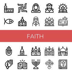 Fototapeta na wymiar faith simple icons set