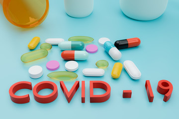 COVID-19 Drug treatment Coronavirus: Health Ministry recommends anti-HIV drug combination in Patients With Mild Coronavirus Disease COVID-19,3D illustration